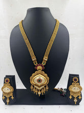 Traditional Gold Plated Long Golden Necklace Set For Weddings By Gehna Shop Antique Golden Necklace Sets